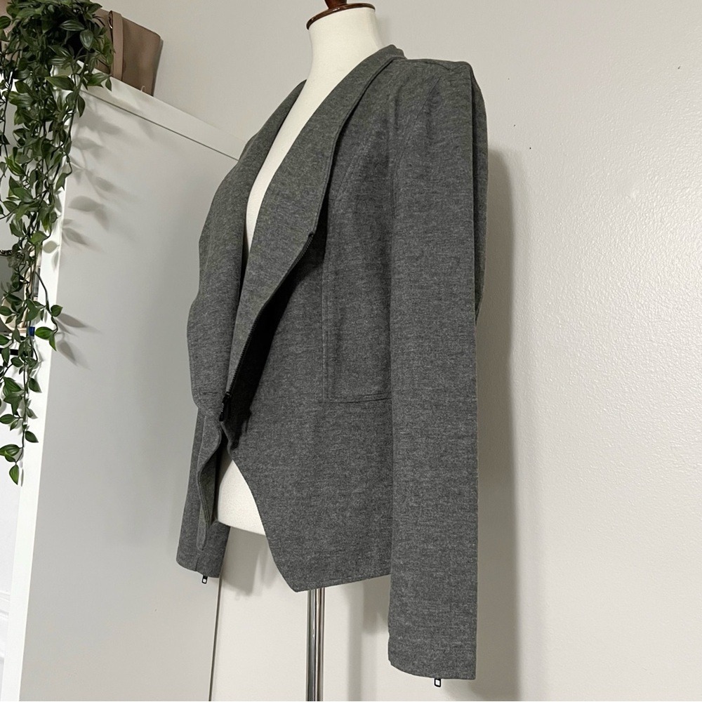 CAbi Gray Rebel Asymmetrical Zip Up Ponte Knit‎ Jacket - Picture 8 of 12